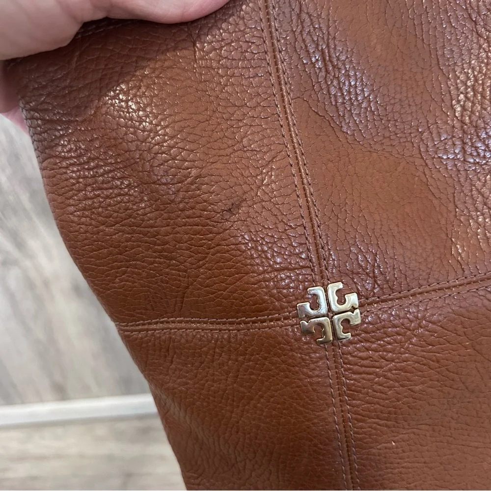Tory Burch Jolie Tall Riding Boots Womens 9.5  Brown Pebbled Leather Equestrian